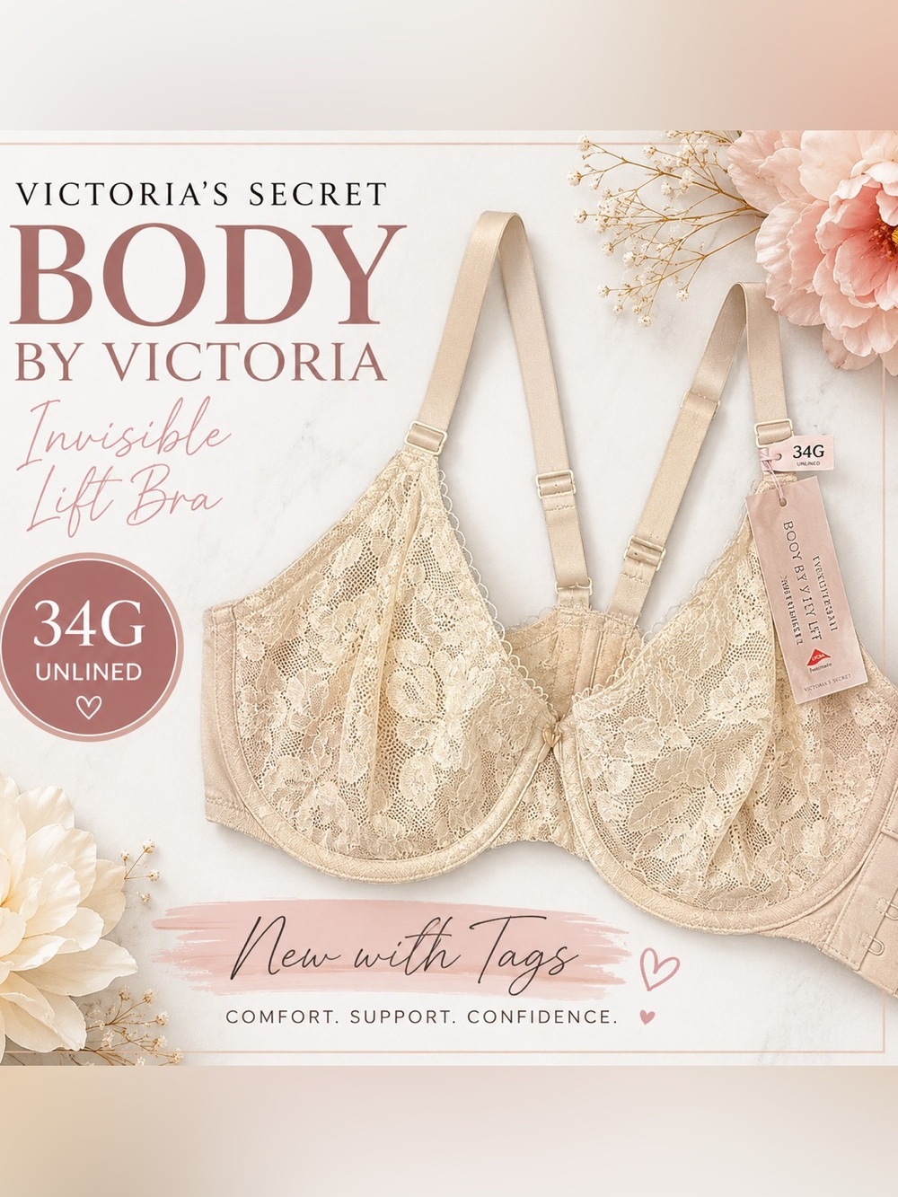 Victoria's Secret Lace Underwire Bra in Beige Cream